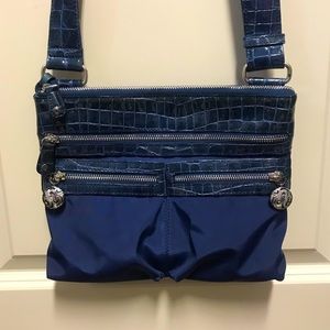 Brighton Crossbody, Blue Leather & Nylon